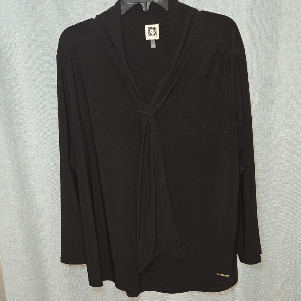 Anne Klein Black Long Sleeve Blouse